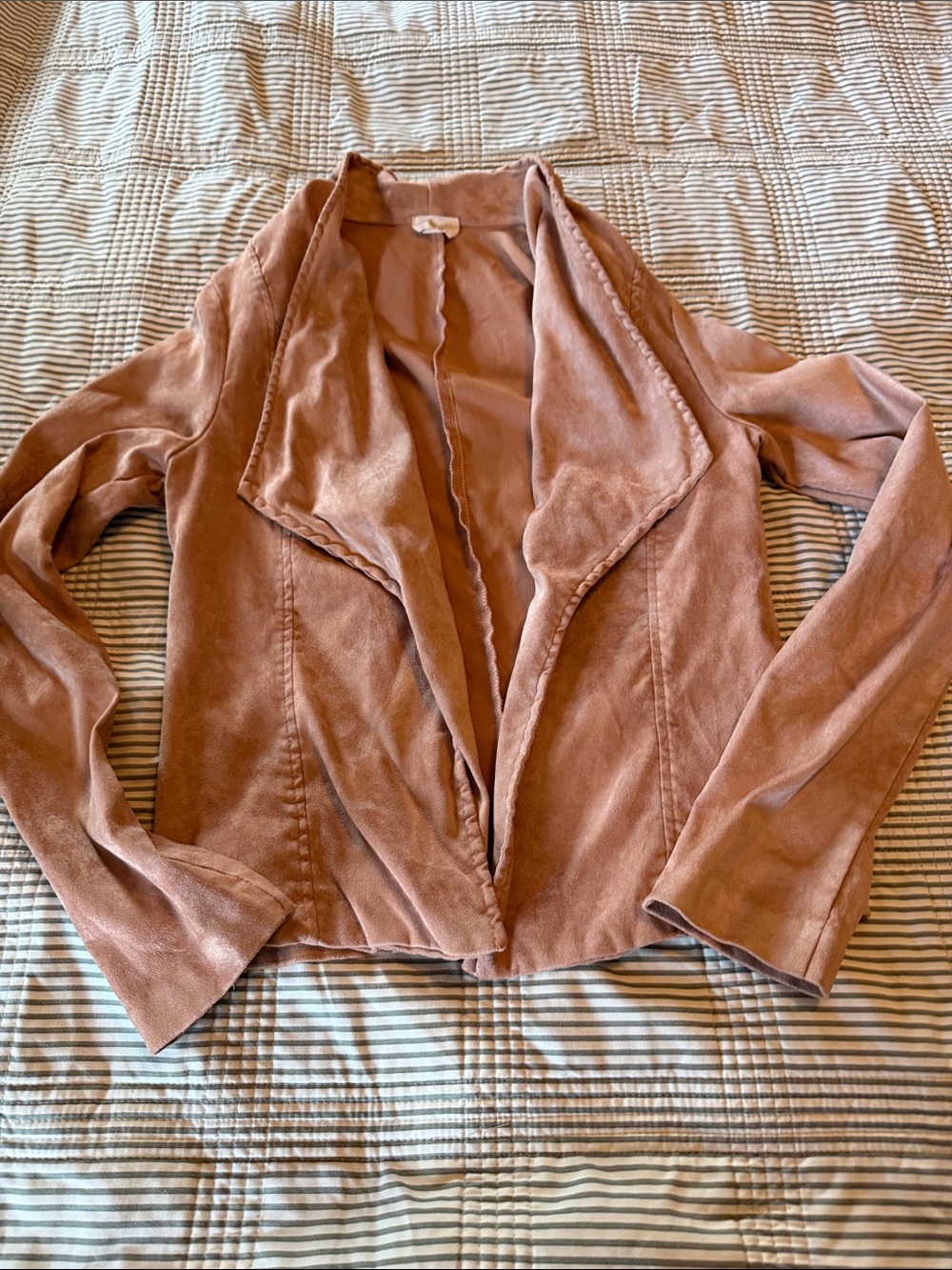 Must Have Womens Suede-Look Draped Jacket in Dusty Rose